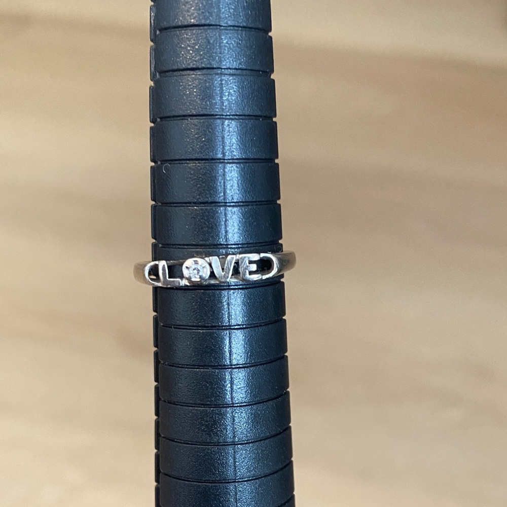 White Gold Petite 'Love' Ring